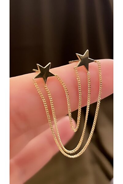 GÜLENLER 1985 14 Ayar Altın Zincirli Yıldız Küpe