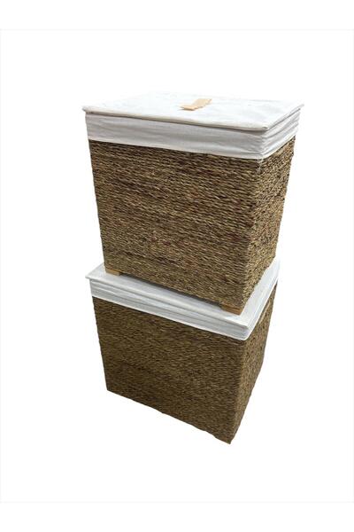 SepetçiBaba 2'li Çamaşır Sepeti Kahverengi - B101