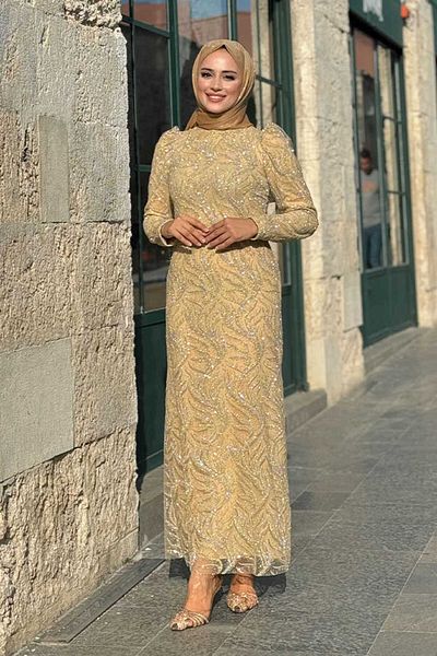 Bym Fashion Βραδινό φόρεμα με μοτίβο από τούλι ασημί - 1140 Gold