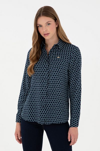 U.S. Polo Assn. Cămașă cu mânecă lungă de damă bleumarin 50297114 -VR033