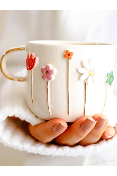 SeraSelin 24 Ayar Altın Dekorlu Ilkbahar Çiçek Kabartmalı, 300 Ml, El Yapımı ...