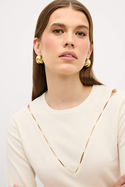 adL Açıklıklı Triko Kazak Vanilya 13944045000