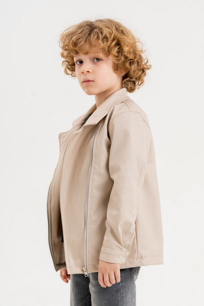 Gold Class Zippered Boy's Leather Jacket 23024