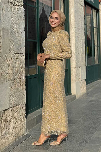 Bym Fashion Βραδινό φόρεμα με μοτίβο από τούλι ασημί - 1140 Gold