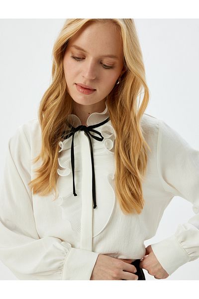 Koton Long Sleeve Volume Ruffle Lacing Detail Shirt