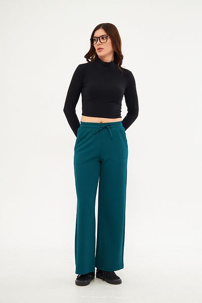 ESPİNA Pantaloni de damă din poliester jacquard, cu buzunare largi, cu talie elastică