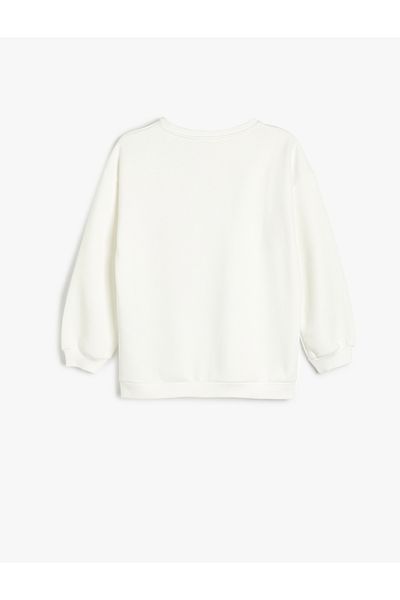 Koton Stitch licencovaná mikina s dlouhým rukávem a zvýšeným růstem - Crew Neck