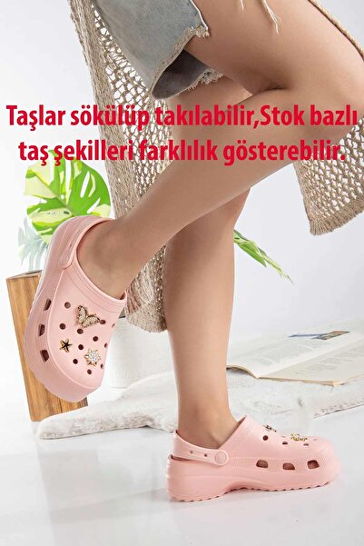 rekorsport Γυναικείες παντόφλες με ψηλή σόλα και στρας - Comfort Casual παπούτσια για θάλασσα, πισίνα, Sabo, γιατρό, νοσοκόμα και νοσοκομείο