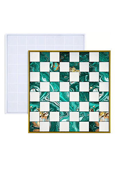 Getshopmini Epoksi Satranç Tahtası Kalıbı Silikon Büyük Boy 26x26cm