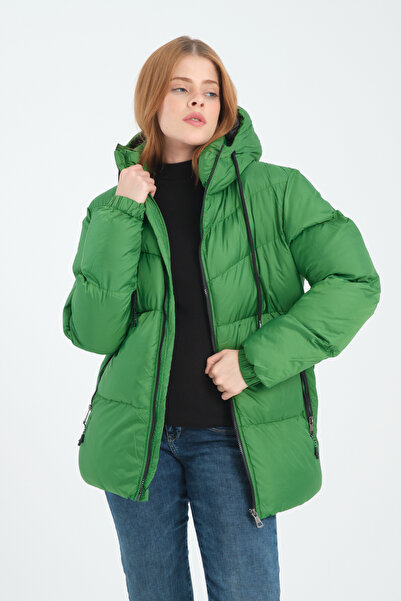 ESPİNA Γυναικείο πουπουλένιο παλτό με κουκούλα με φερμουάρ και εσωτερική τσέπη