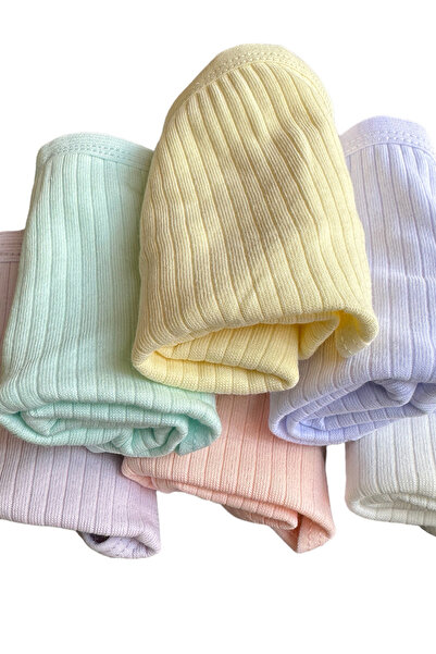 Katmirra Perfumed 6-Piece Ribbed Pastel Color Girls' Boxer Shorts + 100-Piece Rubber Gift - Dondeza & Tutku