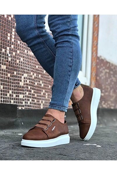 Wagoon Wg026 Tan Thick Sole Casual Men's Shoes