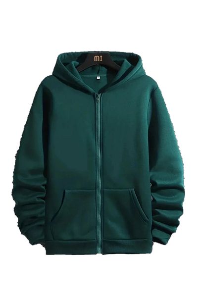 EYAX MODA Φούτερ UNISEX με κουκούλα με φερμουάρ Plus Size