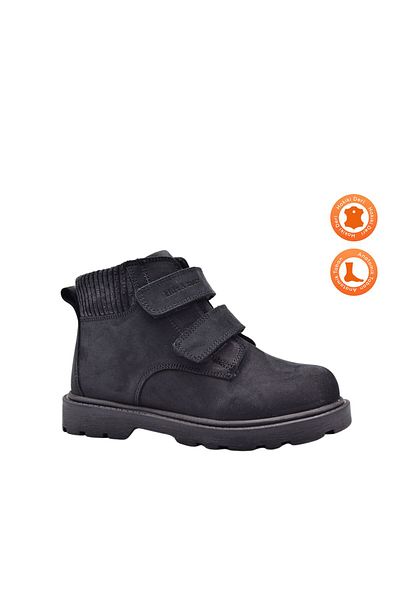 kids A more Λεπτομερείς γιακάς Cate Διπλό Velcro Nubuck Boy's Boots Μαύρο