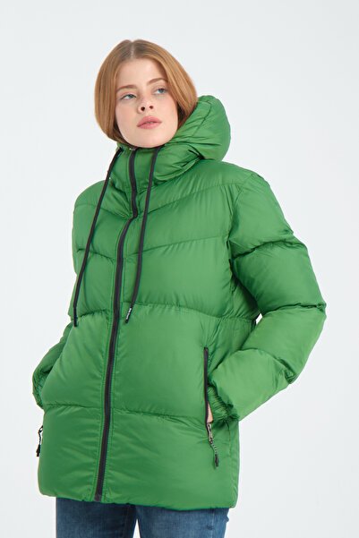 ESPİNA Γυναικείο πουπουλένιο παλτό με κουκούλα με φερμουάρ και εσωτερική τσέπη