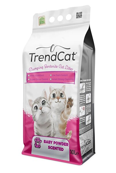 TrendCat Bebek Pudrası Kokulu Topaklanan Koku Hapseden Tozsuz 10 Lt Kedi Kumu