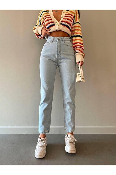 WODDİ Julia Ženske Plave Snow Wash Super Visok struk Comfort Sa likrom Mom Je...