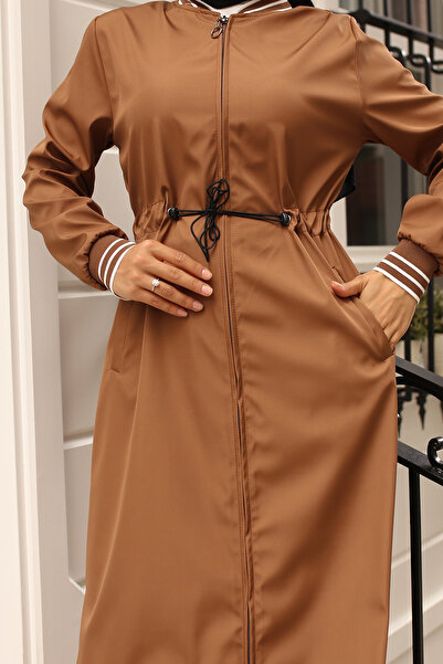 benguen Tan 3805 Seasonal Trench Coat with Elastic Waist