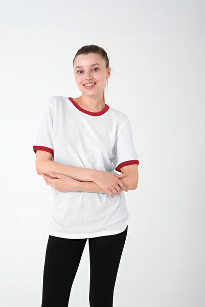 Kyron Υπερμεγέθη Λευκό Κόκκινο Λεπτομερές T-Shirt