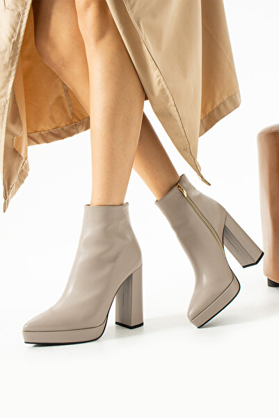 Elisse Shoes Kadın Vizon Hakiki Deri Platform Bot