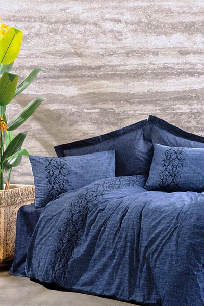 Cotton Box Set cuvertură de pilota simplă, denim de funingine