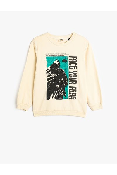 Koton Licensed Batman Printed Cotton Long Sleeve Sweatshirt