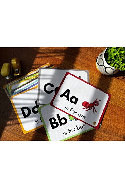 Teacherg game İngilizce Alfabe Harfleri ve örnekleri kartlar (A'dan Z'ye)