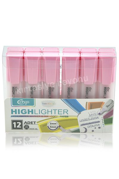 Kids Like Cengo 12 Pieces Single Color Pastel Highlighter - Premium Quality