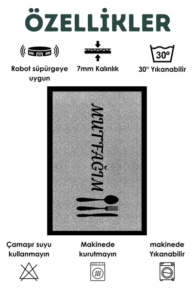 Bir Aksesuar Mutfak Halısı Desenli Dijital Baskı Yıkanabilir Kaymaz Taban Ince Salon çocuk halısı (57)