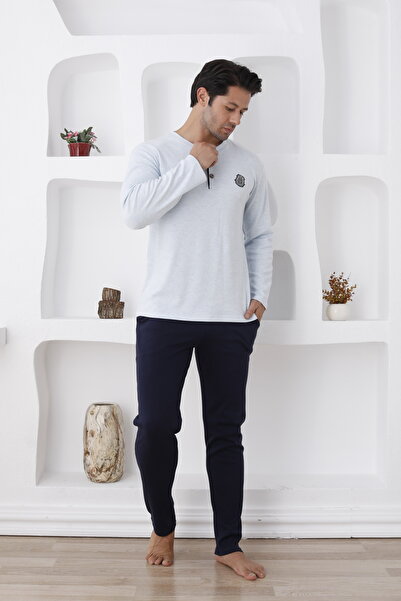 ERDENİZ TEKSTİL Ανδρικό σετ πιτζάμες με μακριά μανίκια και τσέπες - Φθινοπωρινή/χειμερινή σεζόν
