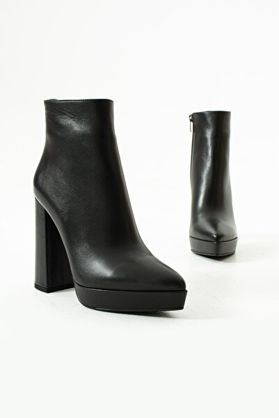 Elisse Shoes Kadın Siyah Hakiki Deri Platform Bot