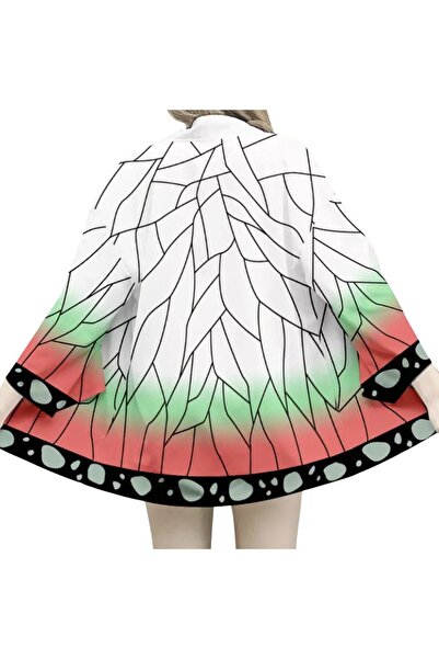 Köstebek Demon Slayer Shinobu Unisex Oversize Anime Kimono - White
