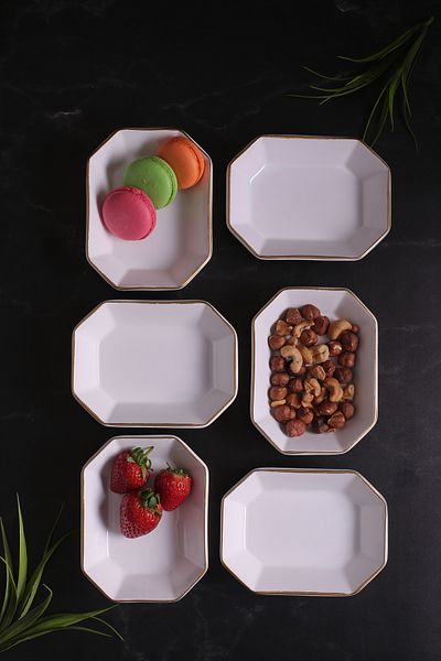 Home 6 Pieces Prism Gold Gilt Breakfast Snack Bowl
