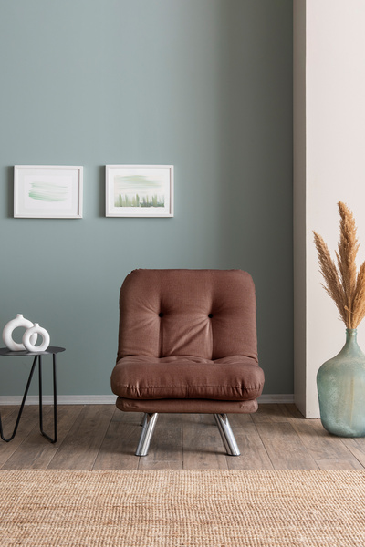 Pafu Hippo Tekli Yataklı Koltuk Keten - Açık Kahverengi