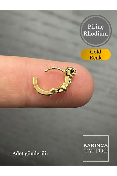 Karınca Piercing Little Snake Brass Rook Forward Helix Snug Daith Earlobe Tragus Piercing Hoop Earring Accessory
