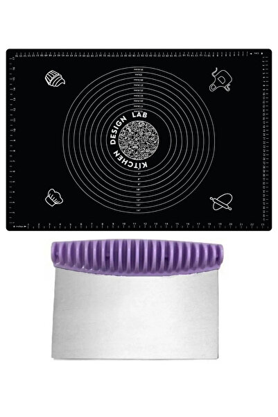 Kitchen Design Lab 2'li Set Siyah 45x65 Cm Silikon Hamur Açma Matı Ve Çelik S...