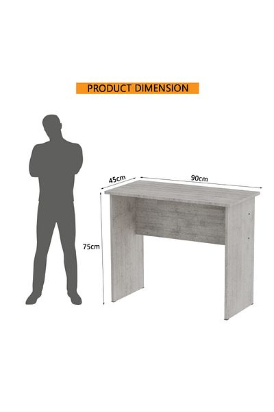 Mahmayi Modern MP1 Study Table 90x45 Plain Desk,Light Grey Chicago Concrete