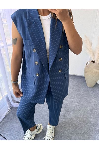 Trend Marfa Atlas Fabric Premium Size Fit ujjatlan kabát mellény szett nadrággal
