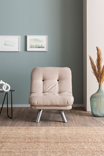 Pafu Hippo Tekli Yataklı Koltuk Keten - Krem