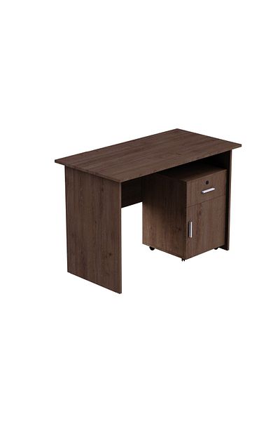 Mahmayi MP1 100x60 Writing Table with Mobile Drawer - Modern Office Desk for Home and Office (Brown)