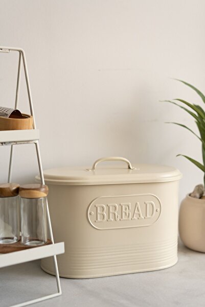 Dekorzdükkan Beige Colored Galvanized Lid Bread Bowl - Dkrz-531, One Size