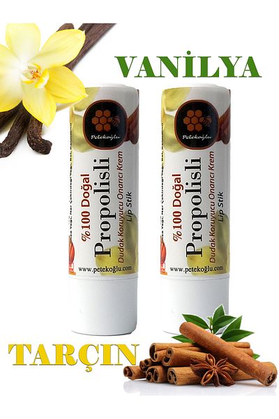 Petekoğlu 2 Pieces Lip Balm: Propolis, Honey, Cinnamon and Vanilla