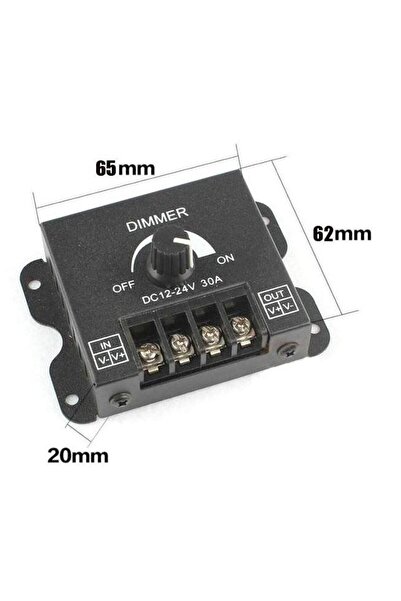 Hatfon Elektronik Led Dimmer Kontrol Tek Renk Şerit Ledler için  POT lu DC 12-24V 30A Manuel Kontrol