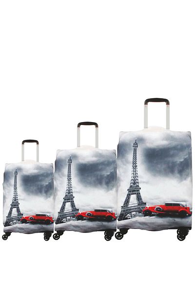 MY SARACİYE My 03 Paris Car - Large, Medium, and Cabin Size Saddler Suitcase and Suitcase Cover Set