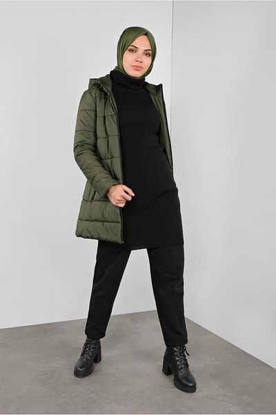 Alvina 90134 Μοντέλο Φουσκωτό Παλτό με Κουκούλα