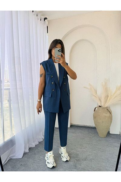 Trend Marfa Atlas Fabric Premium Size Fit ujjatlan kabát mellény szett nadrággal