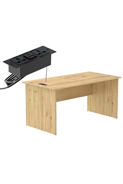 Mahmayi Writing Table With Desktop Socket And USB AC Port - Oak