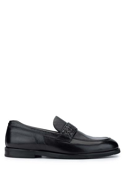 Tamer Tanca Men's Genuine Leather Black Loafer Shoes