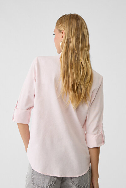 Stradivarius Loose linen-blend shirt with a pocket