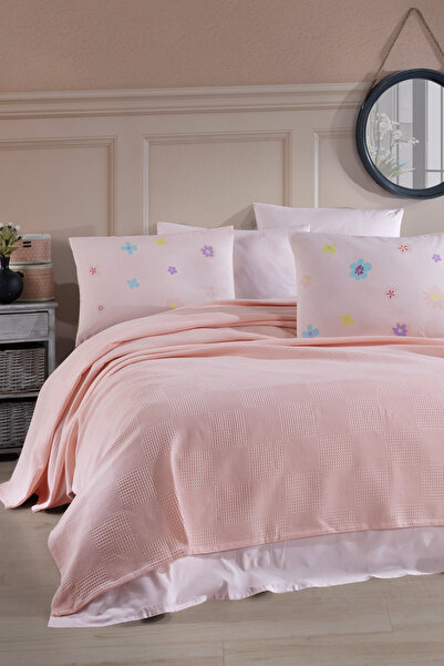 Enlora Home Color Pike Takımı Çift Kişilik Unicornlar Kombin Pudra